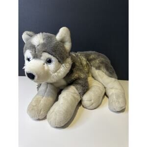 RARE Animal Alley Large Husky Puppy Dog Gray White Toys R Us 25" Wolf Realistic